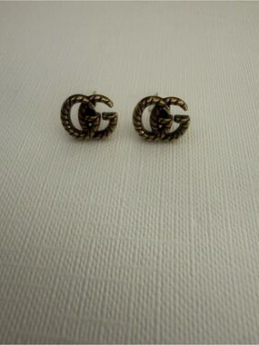 New Gucci mini earring gg studs antique gold